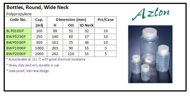 PLASTIC WARE Bottles, Round, Wide Neck PP bottles round wide neck pp